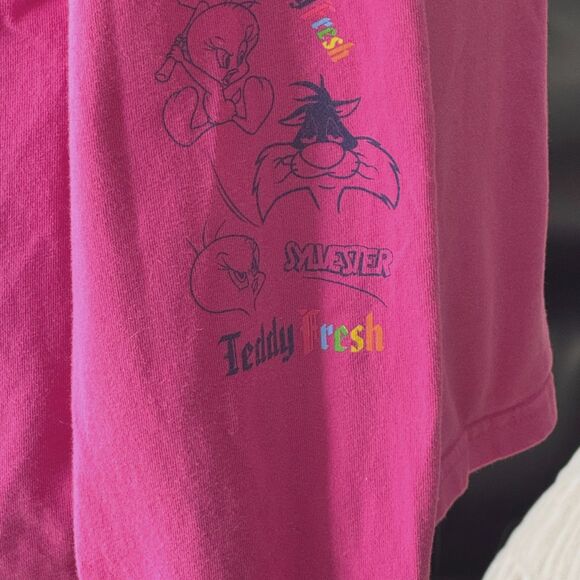 Teddy Fresh x Looney Tunes Sylvester Tweety Pink Long Sleeve Graphic Shirt M - Picture 3 of 10